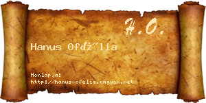 Hanus Ofélia névjegykártya